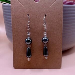 Hematite Silver Dangle Earrings (nickel free)